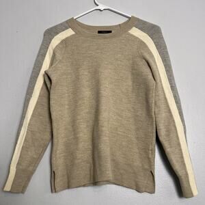 J Crew Women's Merino Wool Sweater Beige Sz S Preppy Minimalist Boho Academia